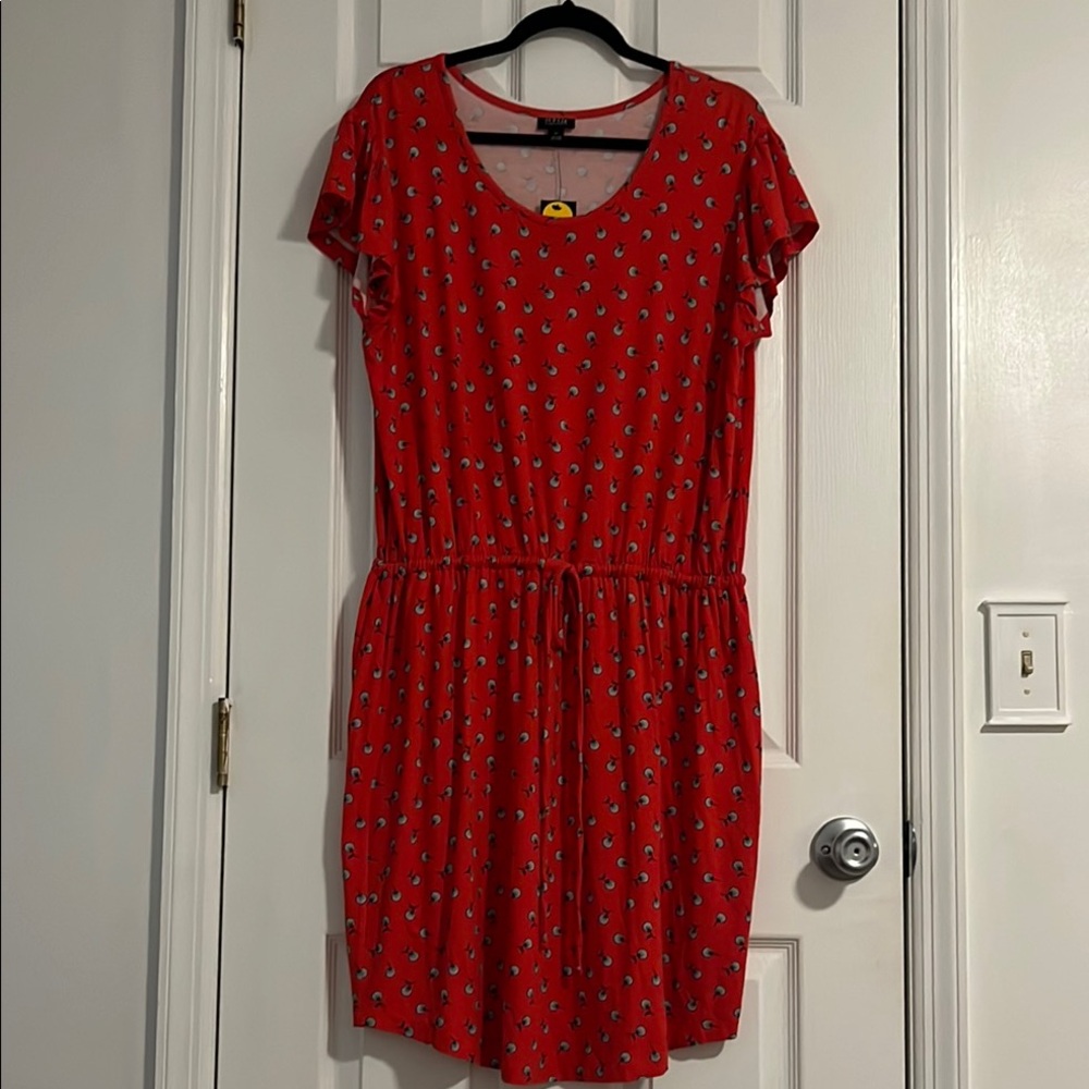 a.n.a Red and White Flutter Sleeve Sundress XL WOMEN’S